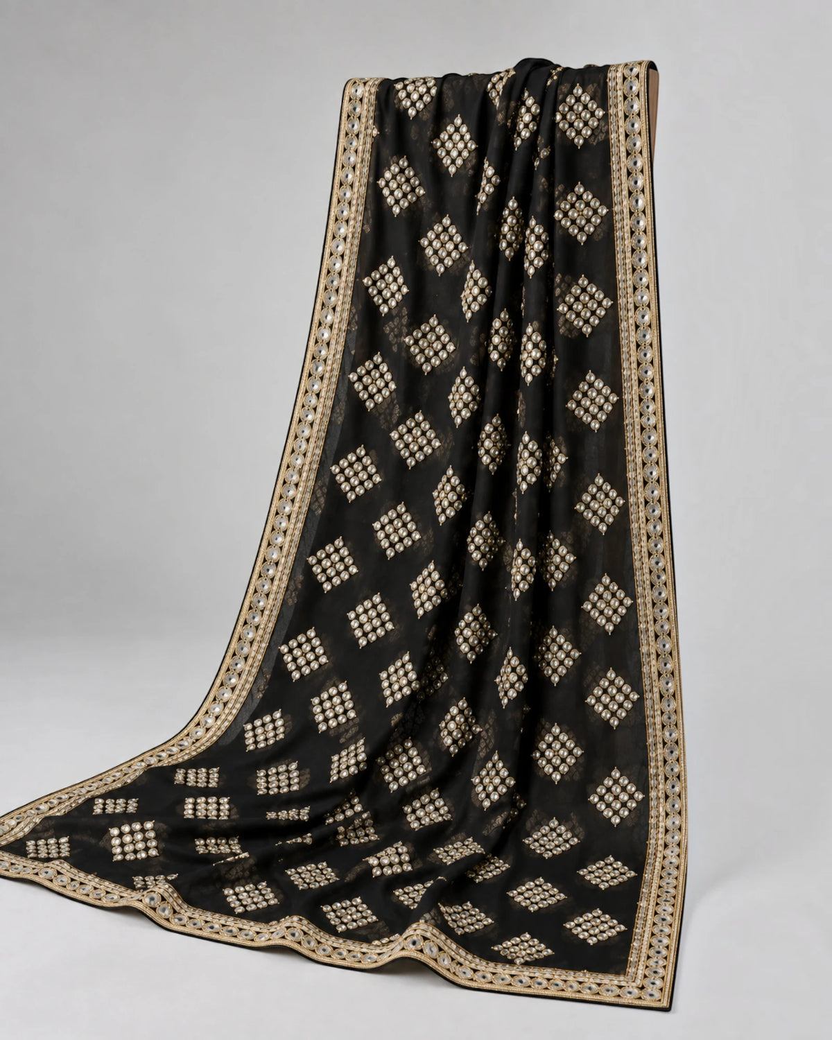Saahil - Black & Gold Embroidered Shawl