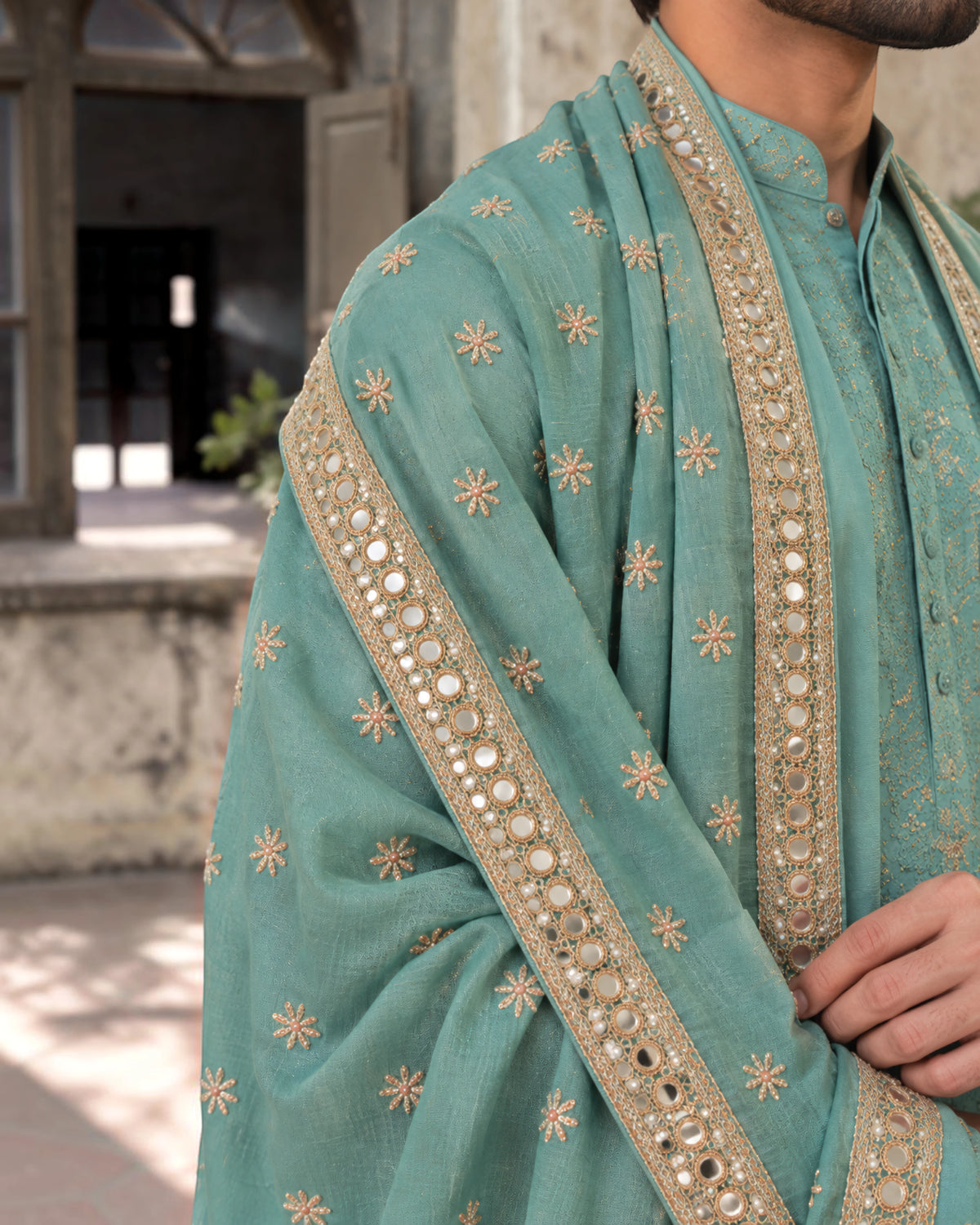 Rafaan - Turquoise Blue Shawl for Men