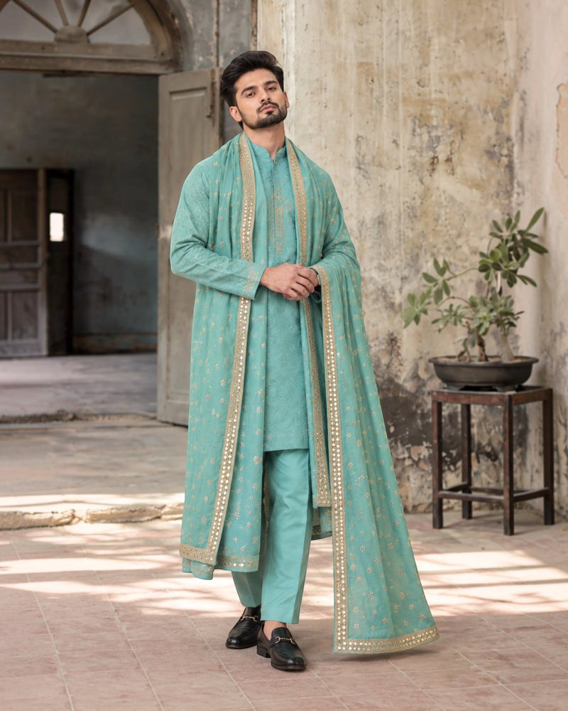 Rafaan - Turquoise Blue Shawl for Men
