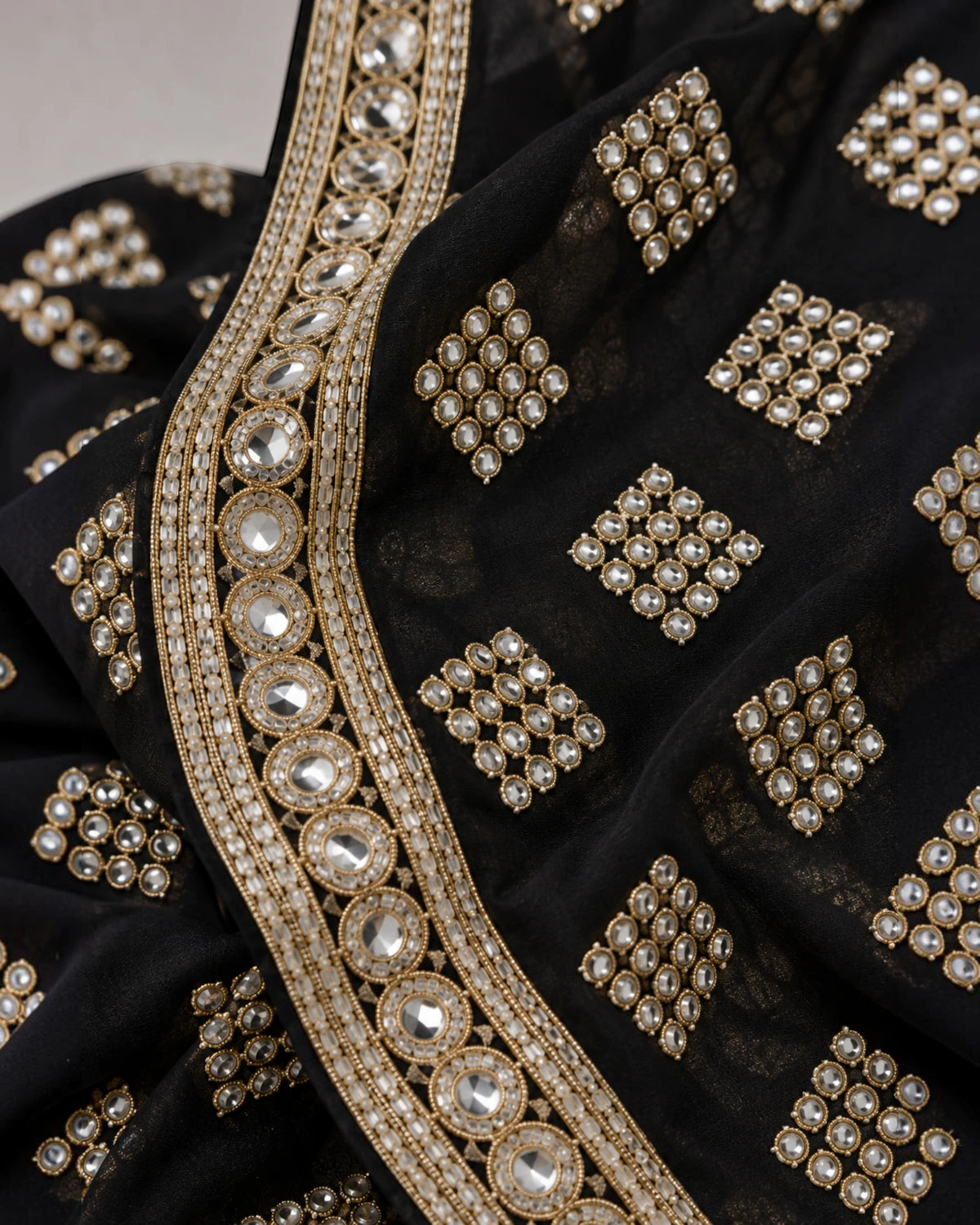 Saahil - Black & Gold Embroidered Shawl