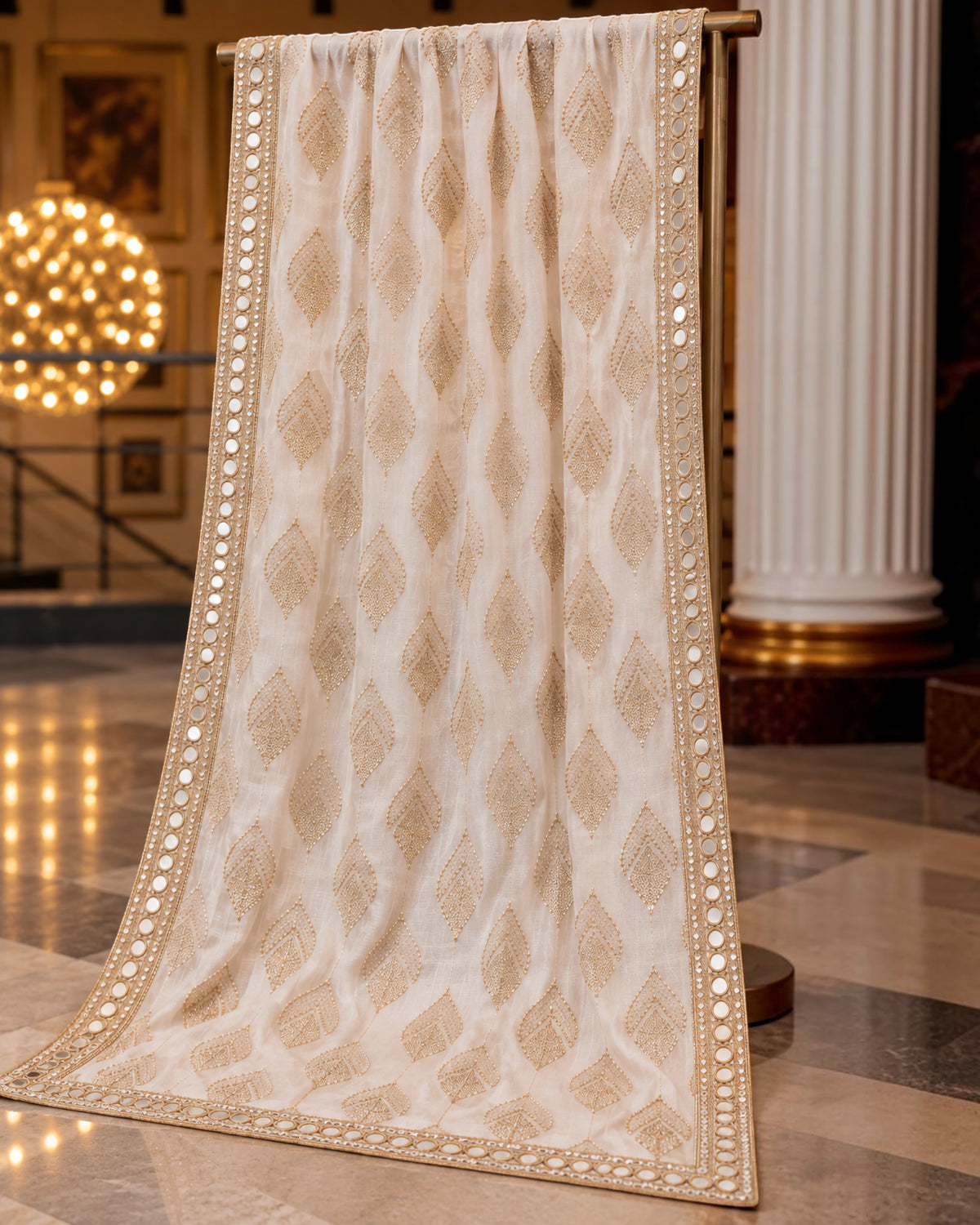 Zar - Ivory Embroidered Shawl
